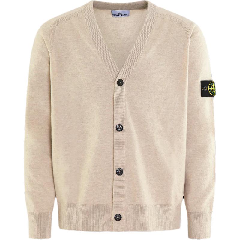 Stone Island V-Neck Single-Breasted Solid Color Raglan Long Sleeve Knit Sweater Men sweater Light-Brown 8115523B4-V0M97