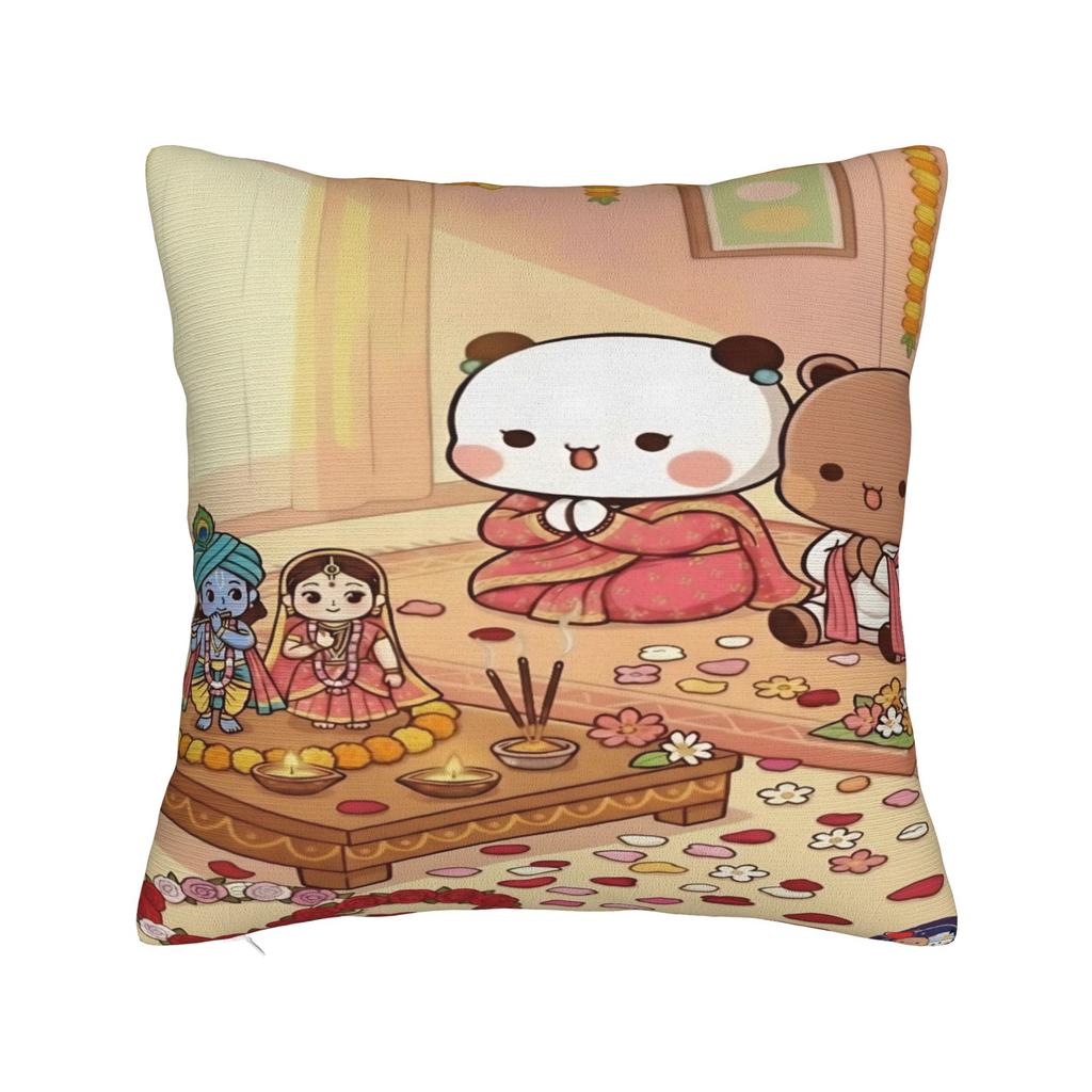 Pillow Case Panda Bubu Dudu Pattern Polyester Pillow Cover Cushion Cover Graphic Pillowcases For Chair Sofa Home Decoration