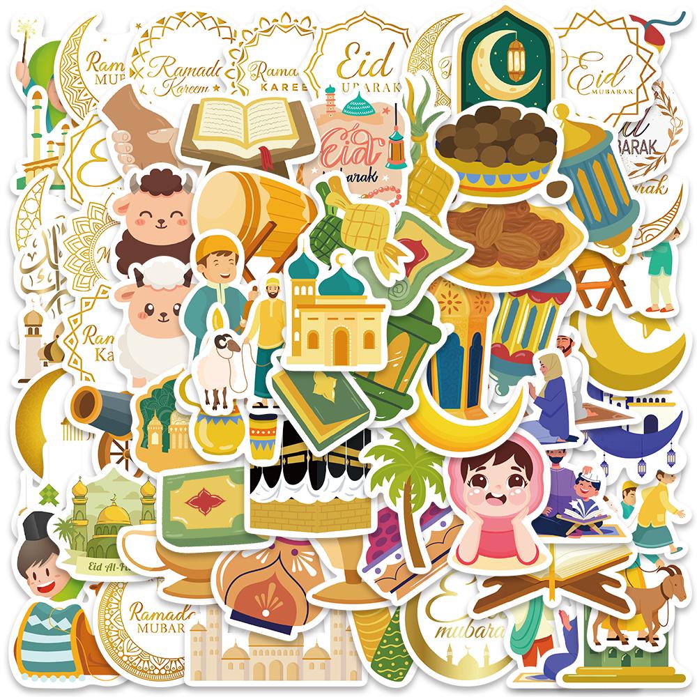 70Pcs Eid Mubarak Stickers Stickers Islamic Party Aesthetic Waterproof Decorative Bottle Bag Gift Box Label Children'S Stickers