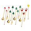 2PCS Stainless Steel Coffee Spoon Christmas Dessert Spoon Cake Fork Cartoon Christmas Tree Elk Spoon Fork Christmas Gift Box