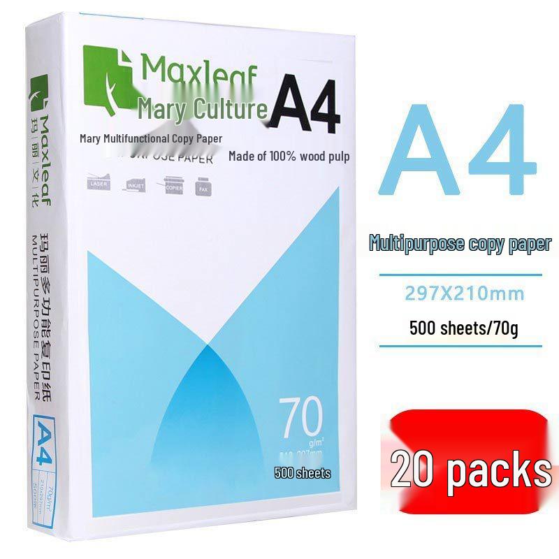 Mary A4 70g Printing & Photocopying Paper, 100 Sheets - White Draft Paper for Students & Office Use