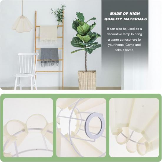 Korean Style Lampshade, Petal Cloth Table Lamp Shade Light E27 Chandelier Replacement Lamp Shades for Home Hotel Bedside Light Pendant A