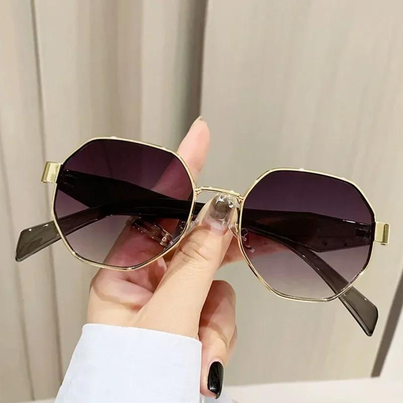 New Retro Sunglasses Women Fashion Polygonal Metal Frame Sunglasses Men Luxury Brand Designer Decorative Sun Glasses - Uv400