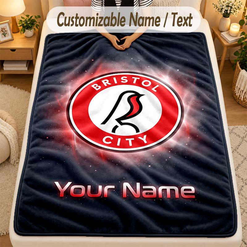 Flannel BlanketBristol City Custom Name Text Personalized Soft Warm Throw Blanket Home Decor Gift