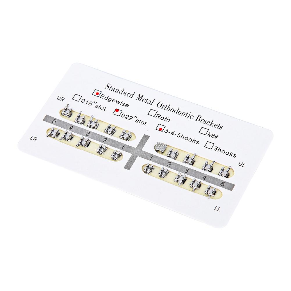 

10 упаковок металлических зубных ортодонтических скобок 022 слота 345 крючков (По краю)