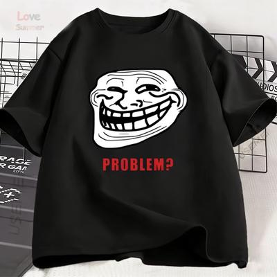 Trollface Meme Rage Comic Lustiger Troll Witz Internet Herren und Damen T-Shirt 2026 Sommer Baumwolle Kurzarm