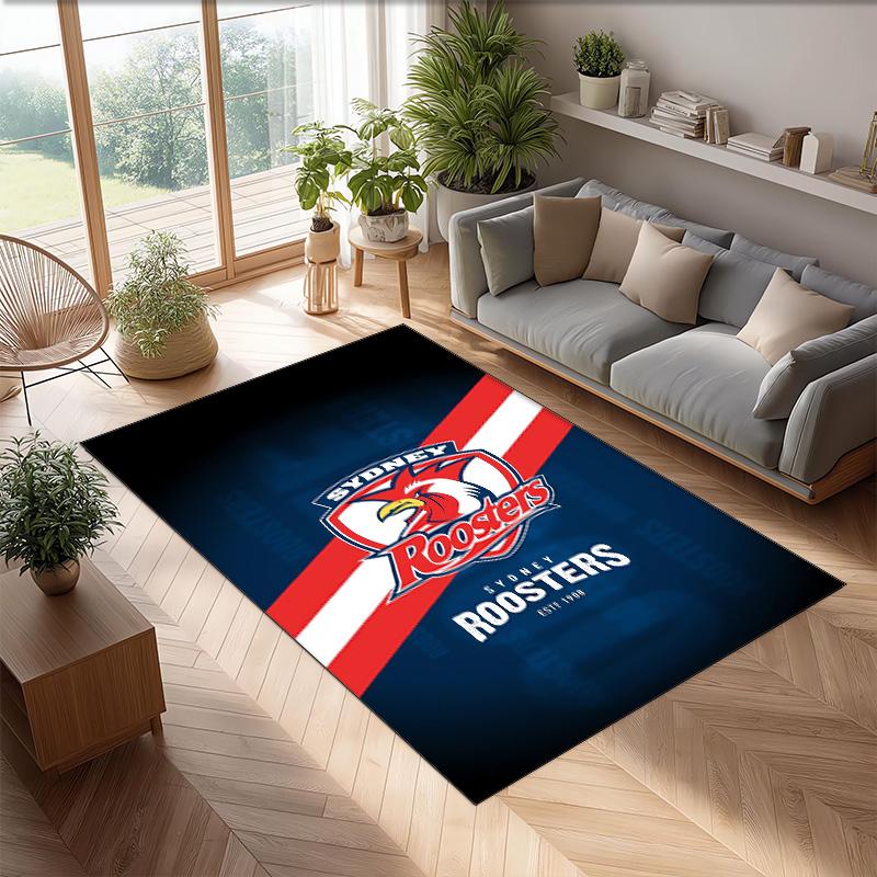 Sydney Roosters Kristall-Samt-Teppich Weich Anti?Rutschfeste Fußmatte Bequemer Wohnzimmer Schlafzimmer Dekor Teppich