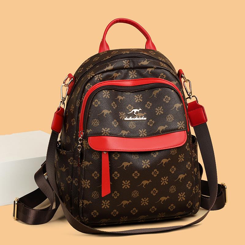 Schoolbag Bag Women's 1011 New Printing Fashion Trendy Single Shoulder Double Shoulder Three-purpose Multi-functional Large-capacity Travel Backpack