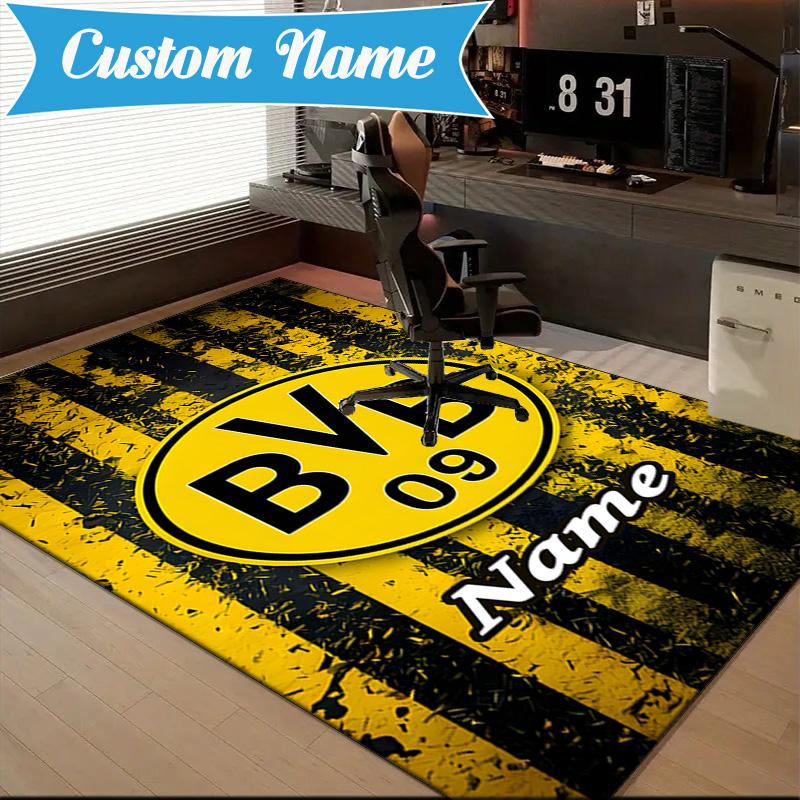 Vlastní jméno BVB Fan Gear Koberec Herní Koberec, Podložka na Podlahu do Ložnice Obývacího Pokoj Vstupní Koberec, Nápad na Domácí Dekoraci Dárek k Vánocům Narozeninám