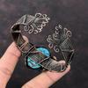 Tibetischer Türkis Edelstein Armreif Verstellbarer Manschettenarmreif Kupferdraht umwickelter Armreif Handgefertigter Designer Armreif Kupferschmuck Geschenk für Frauen