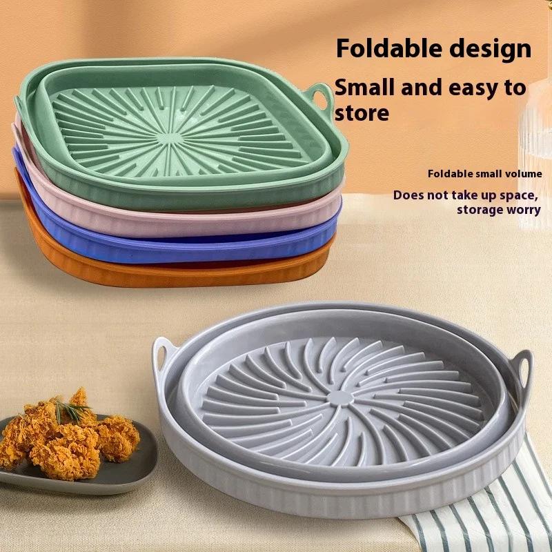1pcs Foldable Air Fryer Mat High Temperature Resistant Baking Tray Pizza Fried Chicken Mat Kitchen Cooking Tools Accessories