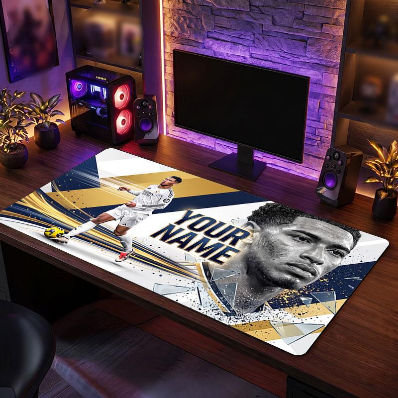 Jude Bellingham Custom Large Mouse Pad, Personalized Name Text Print, Football Logo Non‑Slip Desk Mat Gaming Gift