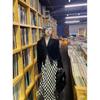 Y2k Blouse Women Vintage Black Shirt Gothic Harjauku Pleated Button Up Korean Dark Tight Long Sleeve Aesthetic Female