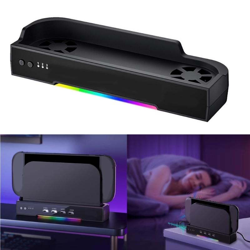 Console Cooling Base Low Power 3 Speed Fan Control Safety Protections Expansion Dock for NS2 Host