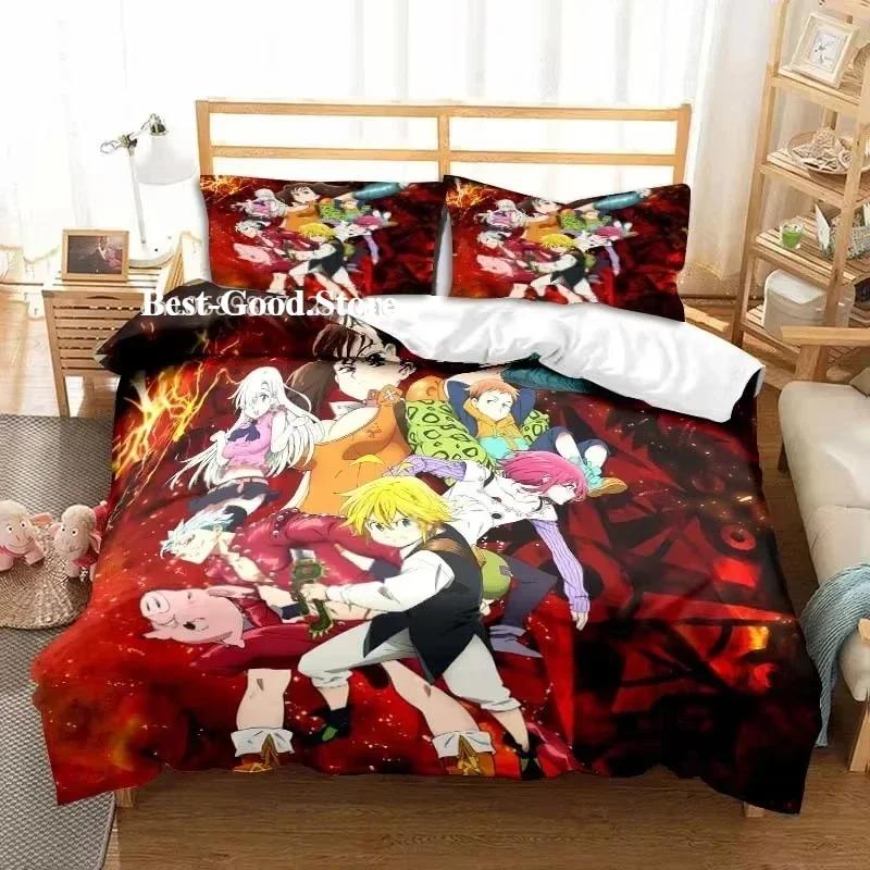 Nouvel Anime Les Sept Péchés Capitaux Al Saison Ensemble Lit Jumeau Ensemble de Linge de Lit Imprimé Avec Taie d'Oreiller Lit Doux Housse de Couette Douce Simple Double