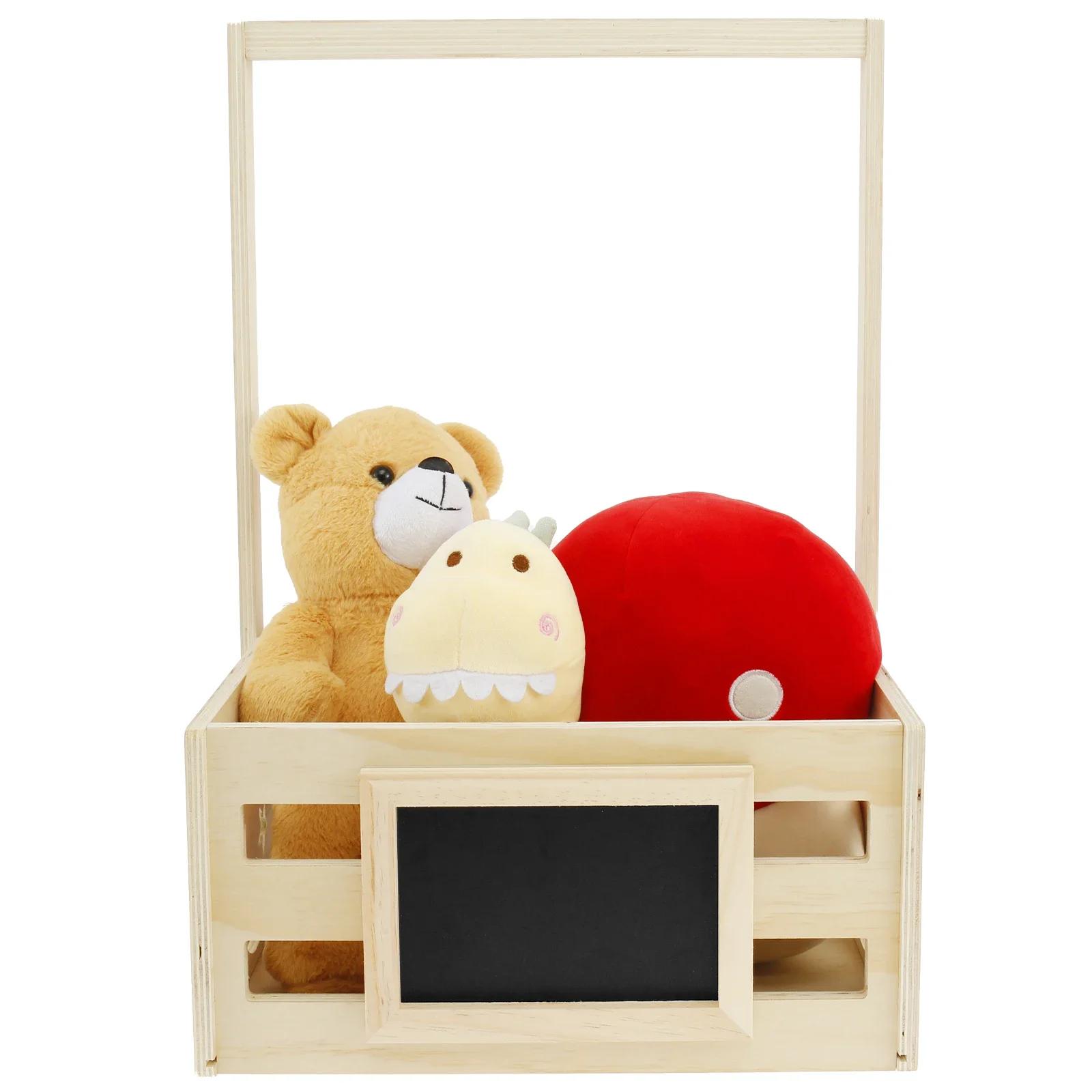 

Wood Baby Shower Crate Closet Baby Shower Gift Basket with Handle Wooden Baby Storage Crate Hamper Decorative Baby Clothes Box