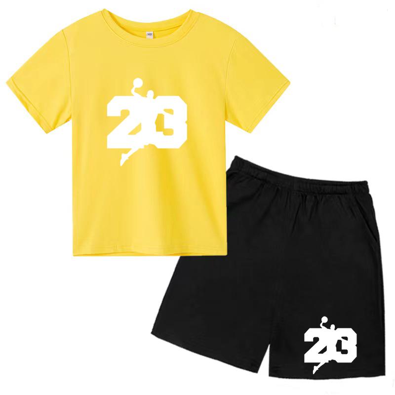 Basketball T-shirt Training Clothes Summer Children's Shirt + Shorts 2-piece Set Girls Boys Sports Casual Charming Top
