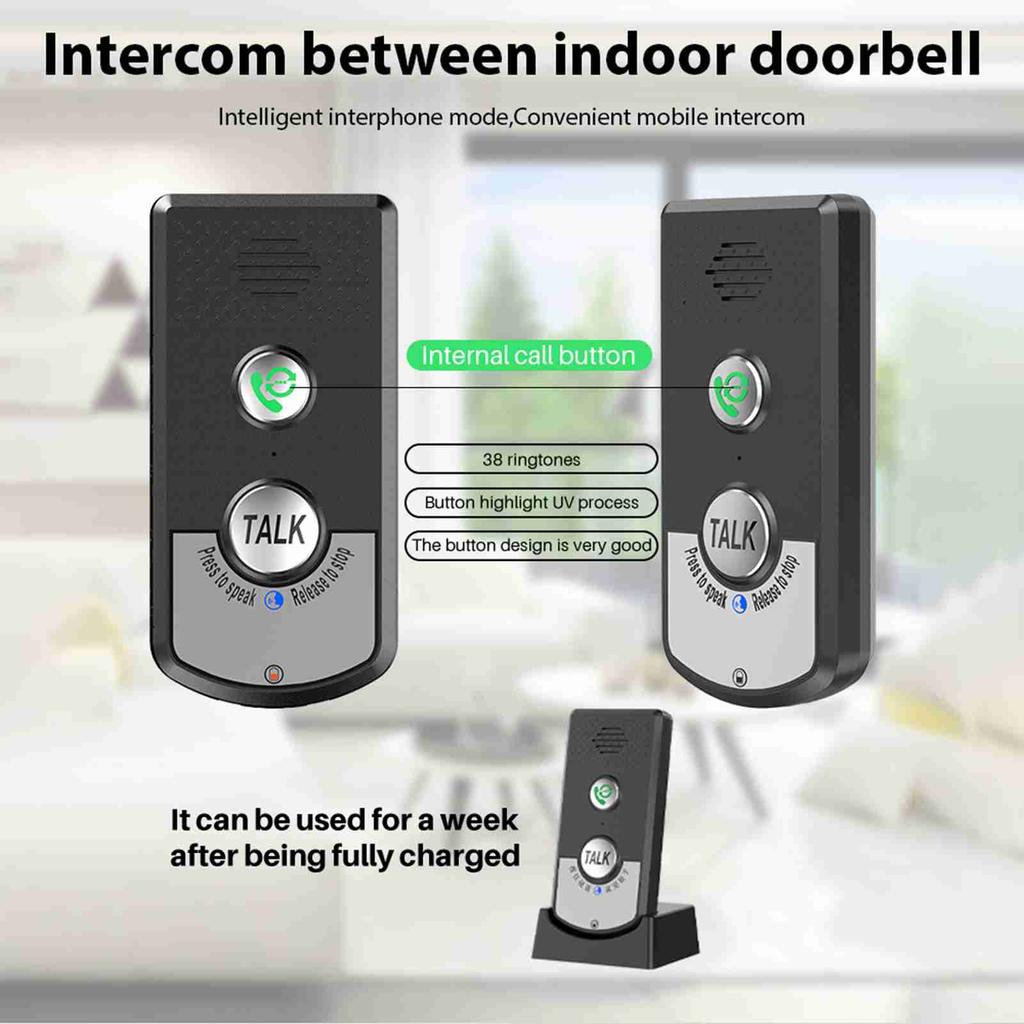 Wireless Doorbell Intercom Rechargeable Smart Intercom Doorbells for Home Real Time 3 Volume Levels 1000m 3280ft Long