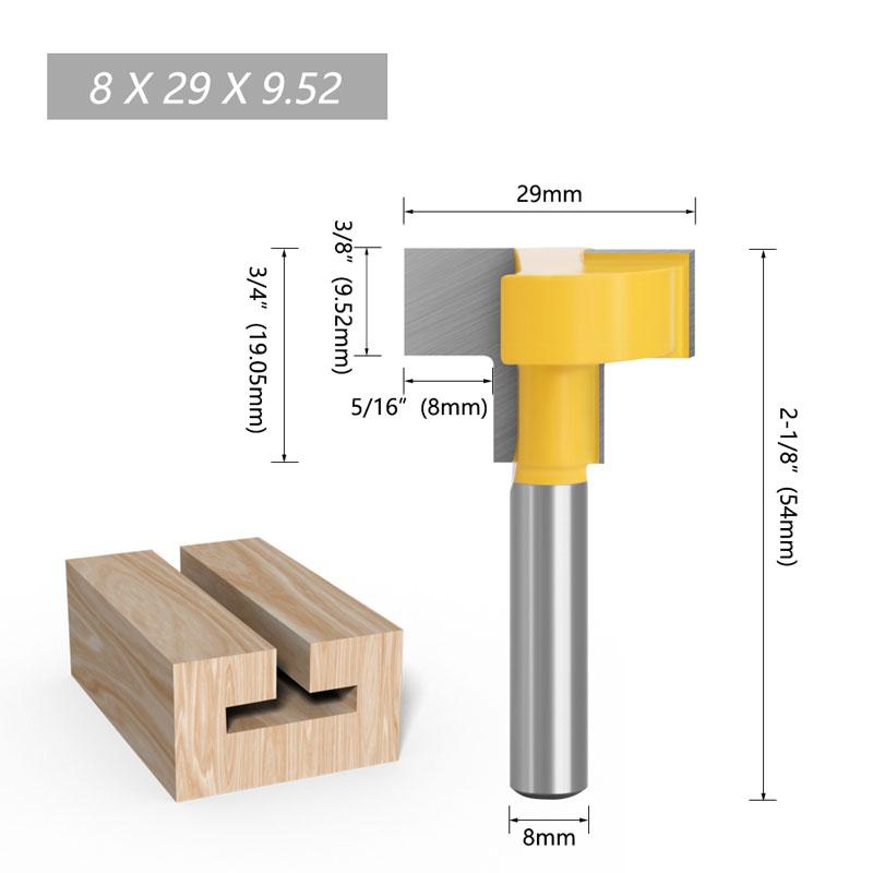 8mm Shank T-Slot Milling Straight Edge Slotting Knife Cutter Router Bits Milling Cutting Handle for Wood Working