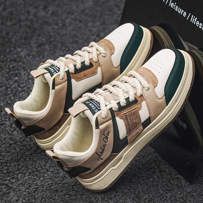 2024 Spring Leather Casual Sneakers Men Skateboarding Shoes Male Fashion Non-Slip Comfortable Flat Vulcanize Shoes