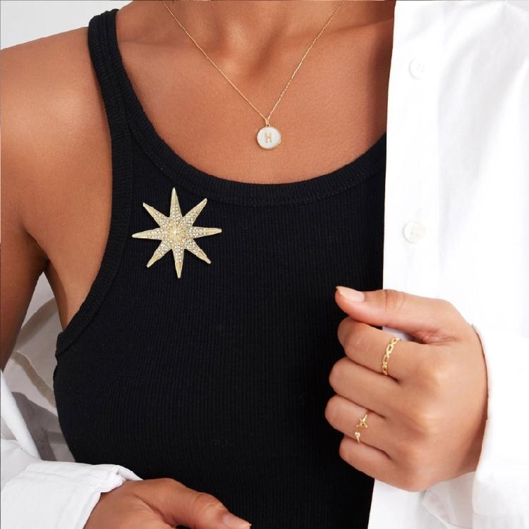 Spilla Decorativa Stella a 8 Punte Accessorio Distintivo in Lega Per Brillare in Insieme Durante gli Spostamenti Feste