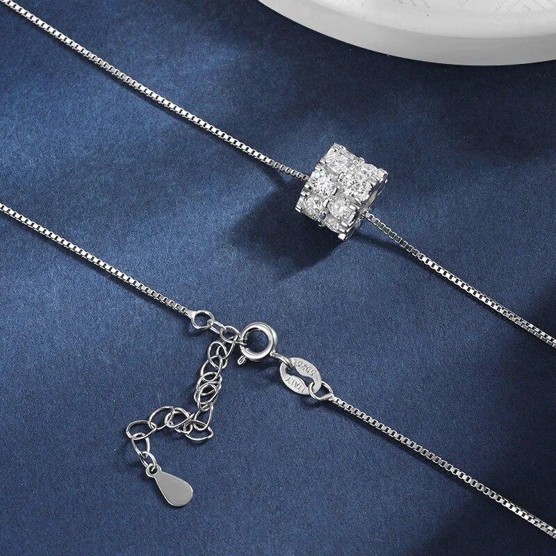 D Color 6cttw Moissanite Necklace Pendant for Women S925 Silver 3mm Full Diamond Ball-shaped Neck Chain Charm Jewelry