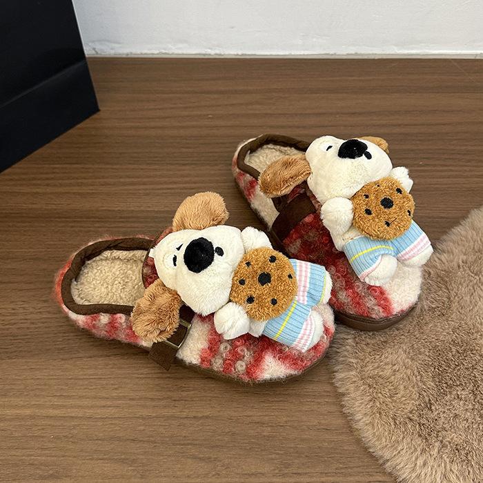 Internet Celebrity Cute Cute Dog Cotton Slippers 2025 Autumn and Winter New Thermal Cotton Slippers Home Out Slippers