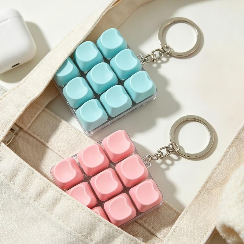 9 Keys Fidget Button Keychain Pendant Fidget Clicker Toy Keyboard Clicker Keychain Sensory Play