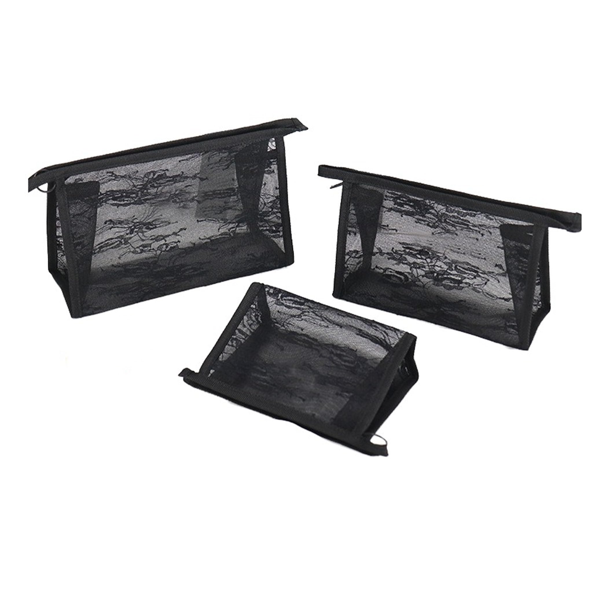 

FOIROKASA Mesh Makeup Pouch Compact and Large Chikazawa Lace Vertical Makeup Pouch for Cosmetic Portable Makeup Bag 3-Piece Set, Capacity, Pouch,