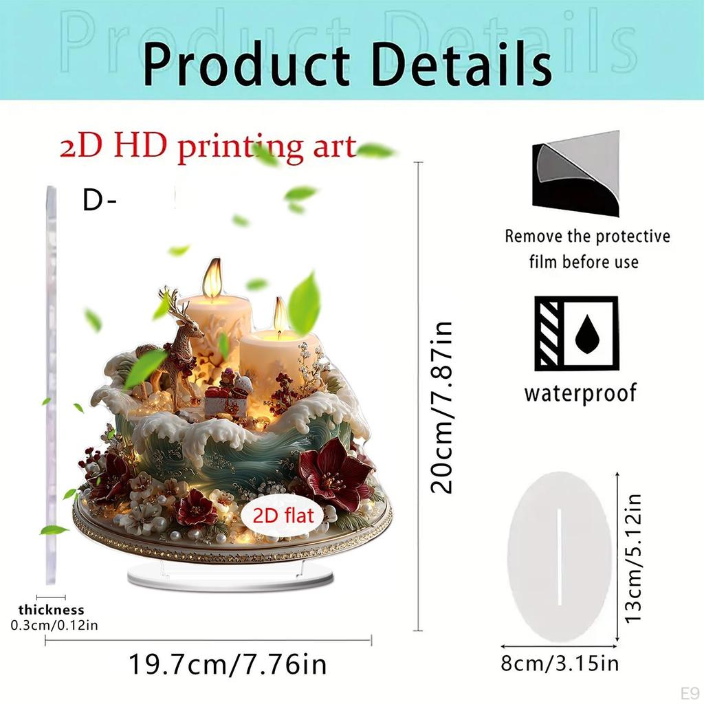 2D Weihnachtsseuche Acryl Ornament Kollektion Handwerk Kunstwerk Dekore für Mittelstück Bücherregal Schreibtisch