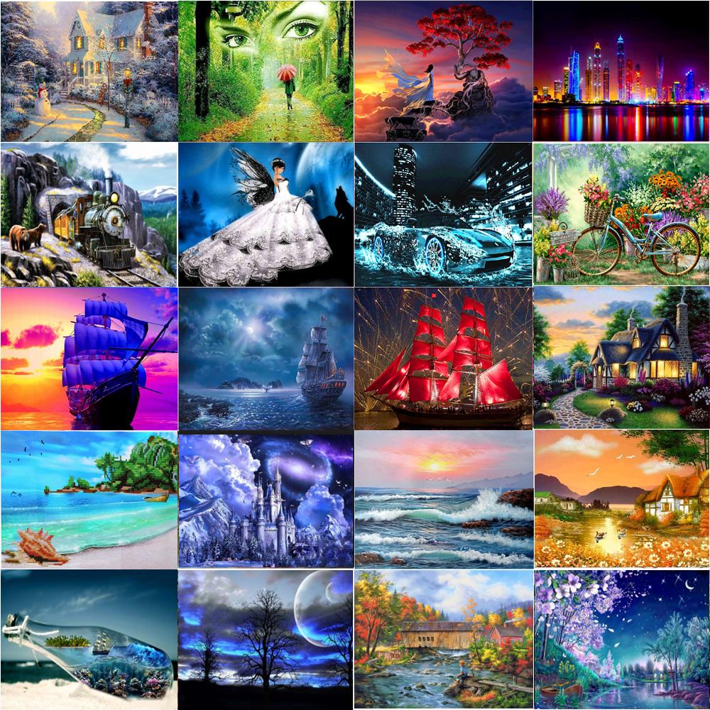 Diamond Painting Kit Paesaggio Mare E Luna - Pittura Diamante 30x40 Cm, Artigianato Fai Da Te Con Strumenti Inclusi, Per Adulti E Bambini