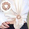 Women's Round Sparkling Silk Ribbons Buckle Rhinestone Alloy Scarf Holder Clip