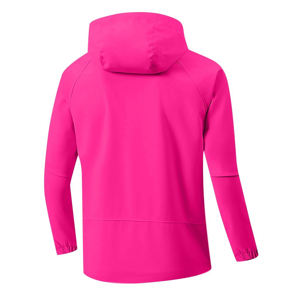 Costum de exterior cu glugă cu mâneci lungi pentru femei, culoare uni, jachetă subțire rezistentă la vânt și impermeabilă