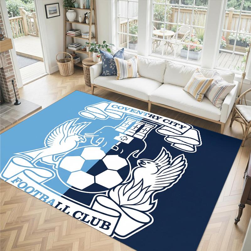 Coventry City Football Design Crystal Velvet Carpet Cozy Non?Slip Printed Rug For Bedroom Living Room Entrance