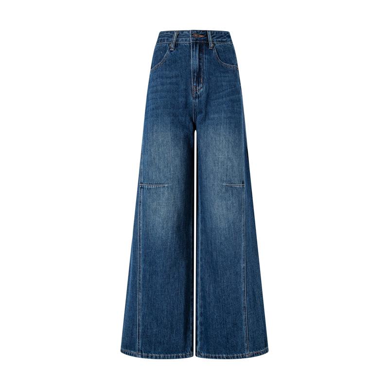 

Spring 3D Wide-Leg Retro Jeans with Curved Blade Design and Contrasting Back Pocket Stitching XL