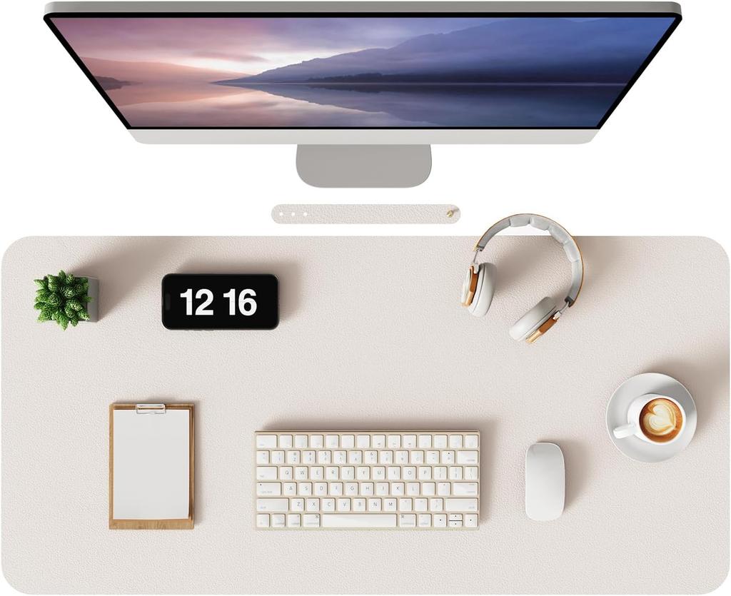 Non-Slip Desk Mat, Waterproof Desk Pad Table Protector, Large Mouse Pad Leather Writing Mat with Suede for Office /Home/Decor