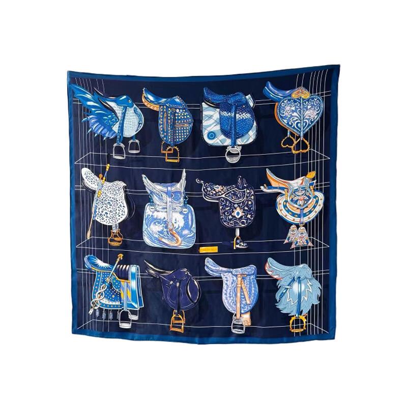 NINA SOLOR 'World On Saddle' Sand-Washed Twill Silk Scarf