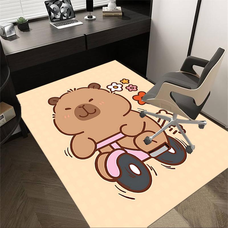 

1PC Capibal cycling Non-Slip Floor Carpet Compatible for Office&Living Room&Bedroom&Dining room - Flat-Weave Machine-W255 60cm by 90cm