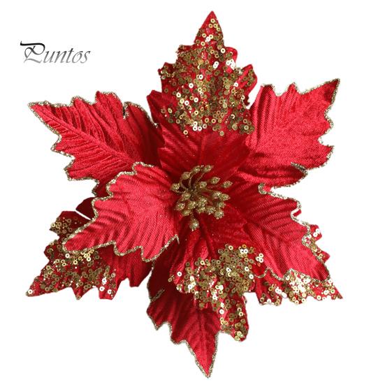 

Шикарный рождественский орнамент, многоразовый искусственный рождественский цветок, широкое применение, рождественский цветок, подарок красный/золотистый