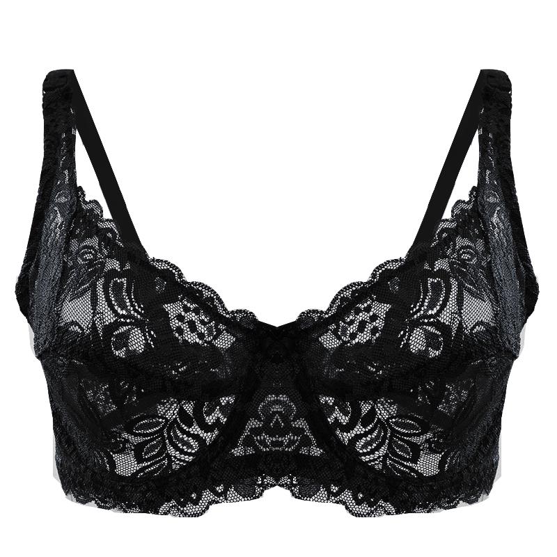 Plus Size No Padded Bra Women Fashion Ultra Thin Bra Transparent Sexy Single Layer Lace Women Lingerie