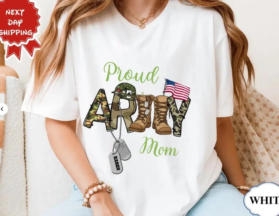 Custom Proud Army Family Mom Dad Brother Shirts, Personalized Army Dad Shirt S