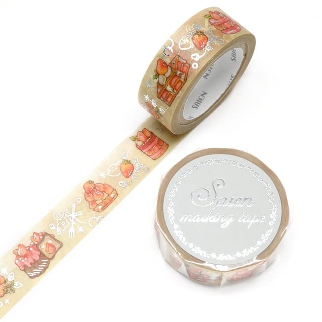 Kamiiso SAIEN Masking Strawberry 15mm x Tape, Sweets, 7m, UR-3065