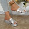Wedge Slippers 2026 New Fashion Platform Sandals Plus Size High Heels Slippers Thick Bottom Open Toe Ladies Shoes Slides Women