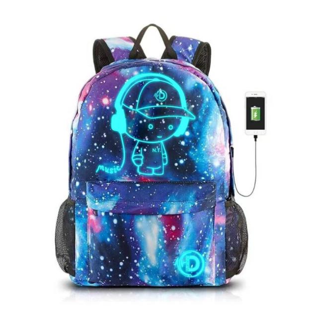 Korean Style Luminous USB Music Backpack for Students: Unisex Laptop & School Bag