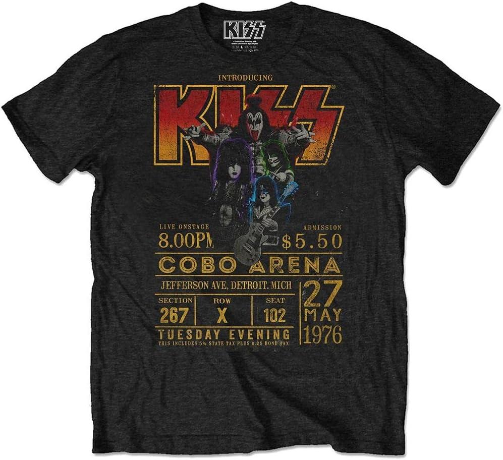 

Rock Off Kiss T Shirt Cobra Arena 1976 Poster New Official Eco Mens Black Size L XXXXXL чорний