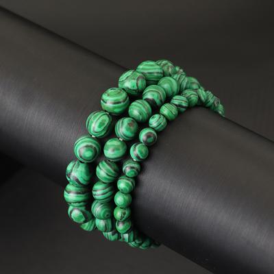 Simple Style 4/6/8/10mm Malachite Stone Bracelet For Men Women Green Round Beaded Braslet Casual Accessories Meditation Jewelry