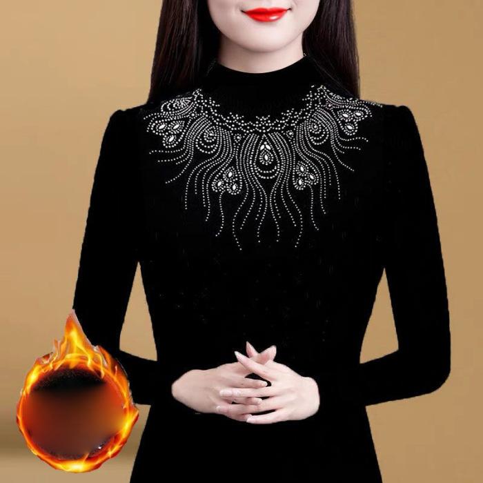 

Утолщенный и теплый флис, новые осенние и зимние модные топы с узкими рюшами, маленькие рубашки, женские базовые рубашки 4XL