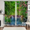 2PC Home Shulin Waterfall Curtains With Landscape Background And Pole Pocket Curtains, Kitchen, Coffee Shop, Living Room, Bacony