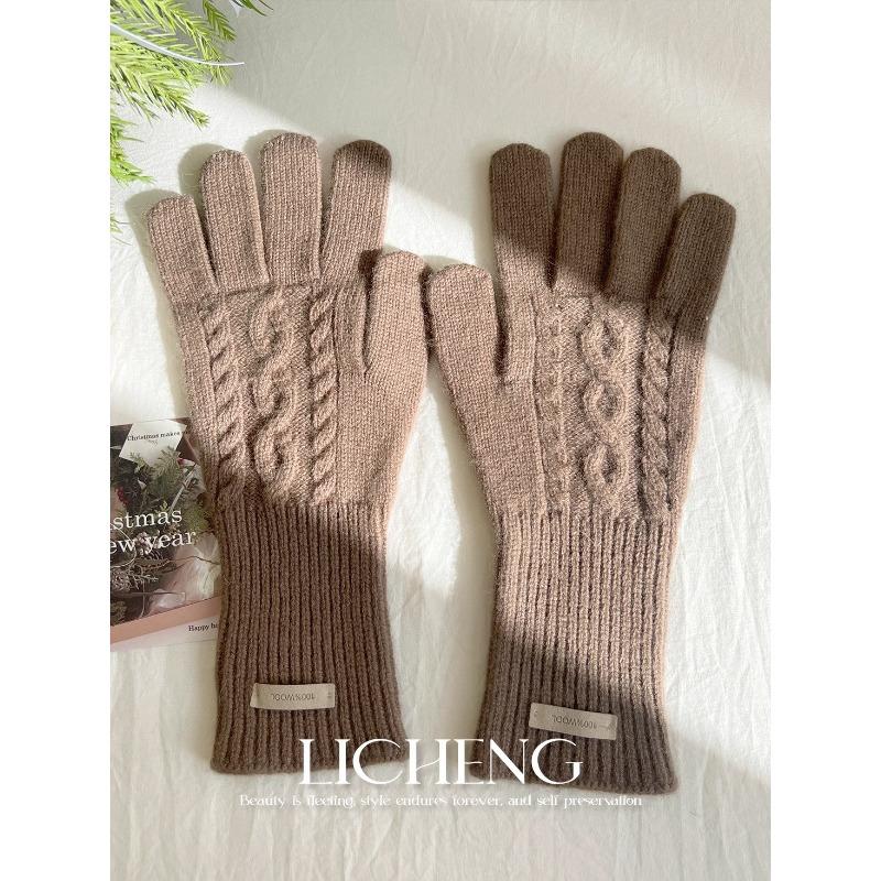 

Australian Wool Gloves Winter Women s Christmas Red Warm Cycling Woolen Twist Gloves Gift one size