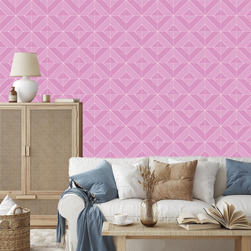 Geometric diamonds wallpaper, powder pink, subtle detail, 50x1000